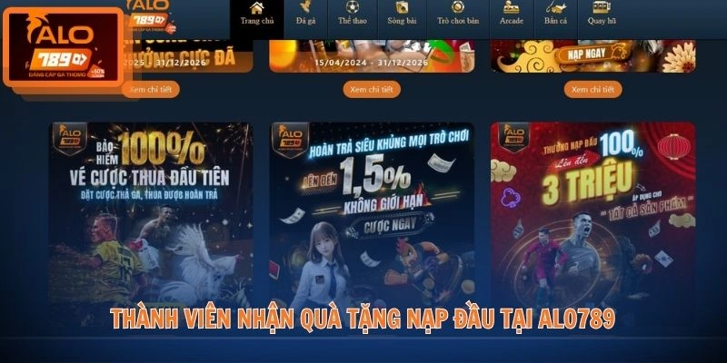 Thành viên nhận quà tặng nạp đầu tại ALO789