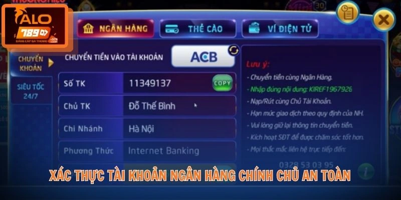 Xác thực tài khoản ngân hàng chính chủ an toàn